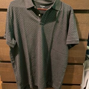 Old Navy Men's Mini Polka Dot Gray Polo Shirt Classic Fit XL
